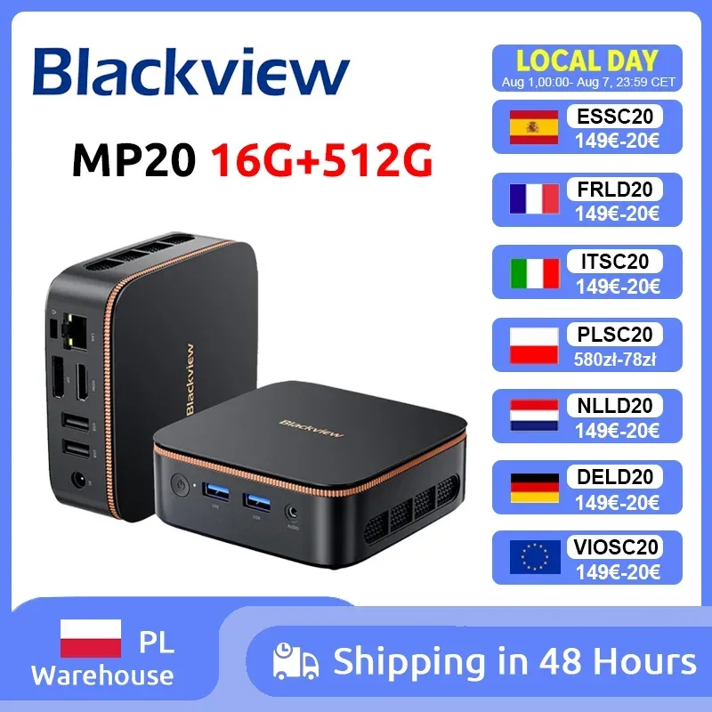 [Weltpremiere] Blackview Mp20 Neuer Mini-PC Windows 11 PC AMD R3 3300U 16GB (Unterstützt Max. 32GB) DDR4 512GB SSD 4K UHD