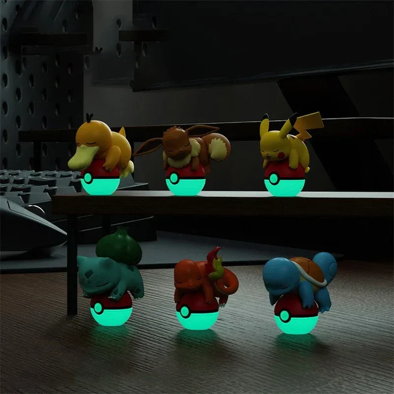 Authentisches Pokémon Nachtlicht Handgefertigte Pikachu Squirtle Bulbasaur Cartoon-Puppe Desktop-Ornament Kinderspielzeug Weihnachtsgeschenk
