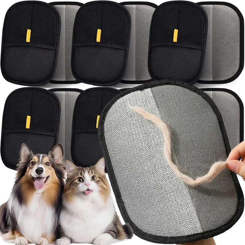 Tierhaarentfernerbürste Kätzchenhaarentferner Handschuhe Enthaarungsbürste Handschuh für Hund Katze Doppelseitige Fellhaarreinigung für Teppich