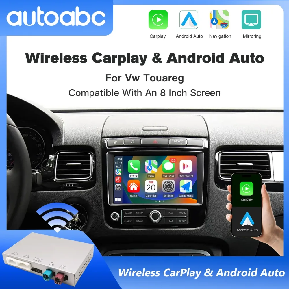 Drahtloses Carplay Android Auto für VW Touareg 7P RNS850 mit 8-Zoll-Bildschirm 2011-2018 Mirroring Car Play AirPlay Multimedia