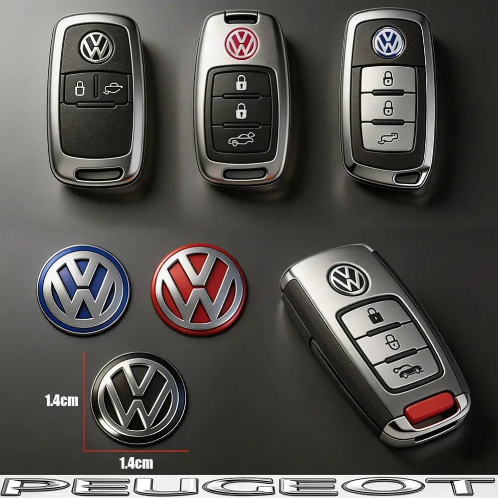5/10 Stück 14MM Auto-Fernbedienungsschlüssel-Emblem Metall-Logo-Aufkleber für VW GTI Polo Golf Passat Tiguan Arteon Touareg CC Taigo Caddy Je