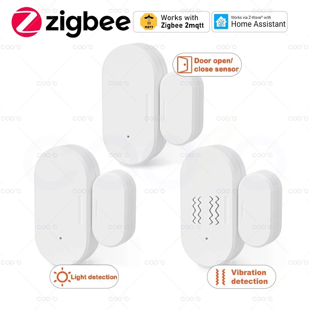 ZigBee Fenster-Tür-Sensor, kabellos, magnetisch, mit Lux-Vibrationserkennung, Öffnen, Schließen, Alarmsensor, funktioniert mit Alexa, Google Zigbee2MQTT