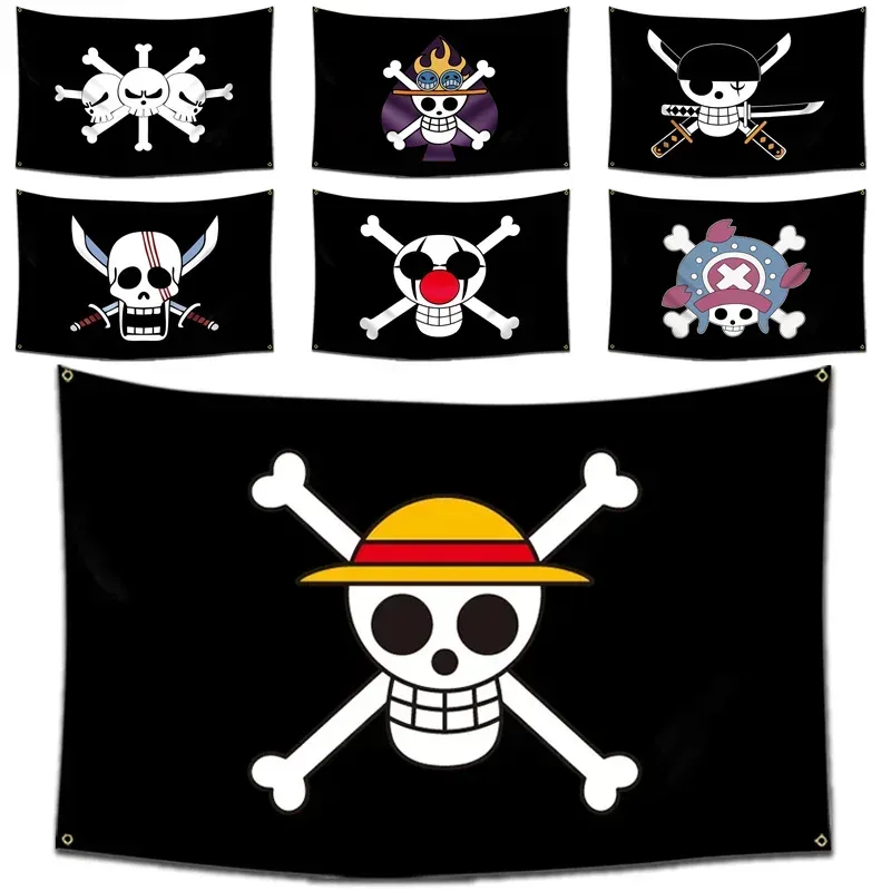 Anime One Piece Jolly Roger Wanddekoration Banner Gemälde Spielzeug Cartoon Luffy Zoro Strohhut Piraten Totenkopf Flagge Spielzeug für Kinder Geschenk