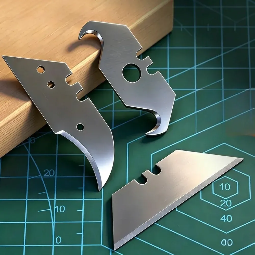 10 Stück Trapezförmige Klingen Multifunktionale Kohlenstoffstahl-Ersatzklingen DIY Kunsthandwerk Schneidewerkzeug Klingen für Handwerkzeuge