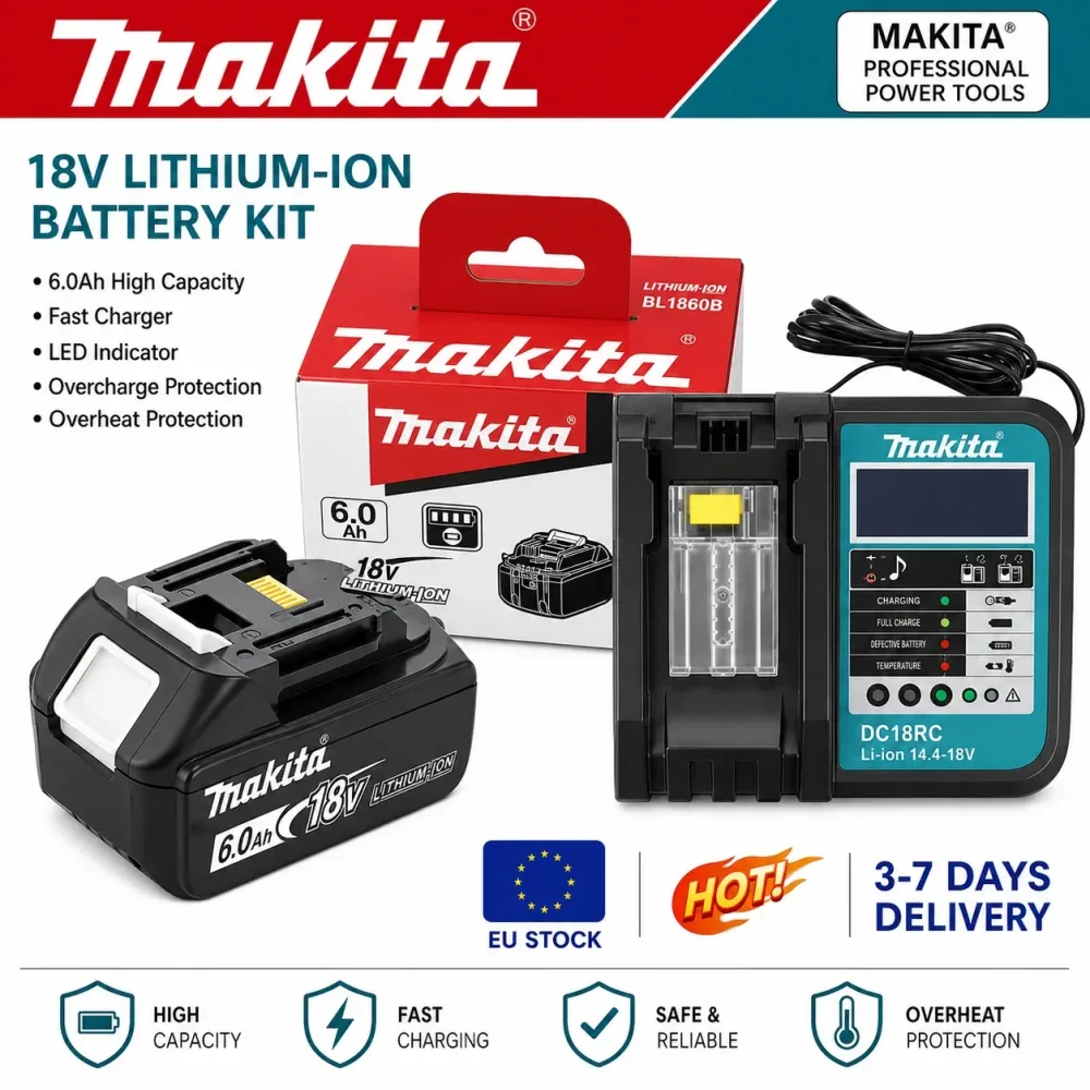 Original 6Ah für Makita BL1860 18V Akku-Elektrowerkzeuge Li-Ion Ersatzakku LXT BL1850 BL1840 für 18V Schraubendreher mit BMS TPCELL