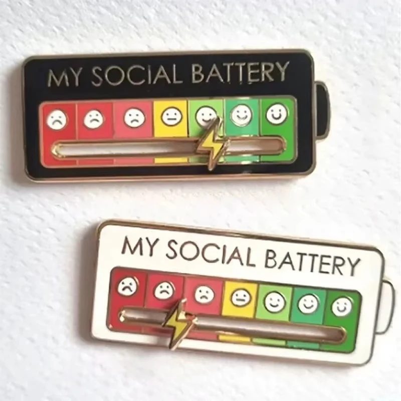 Mood Expression Pins für Damen und Herren, meine soziale Batterie-Broschen auf Kleidung, lustige Legierungsabzeichen-Geschenke