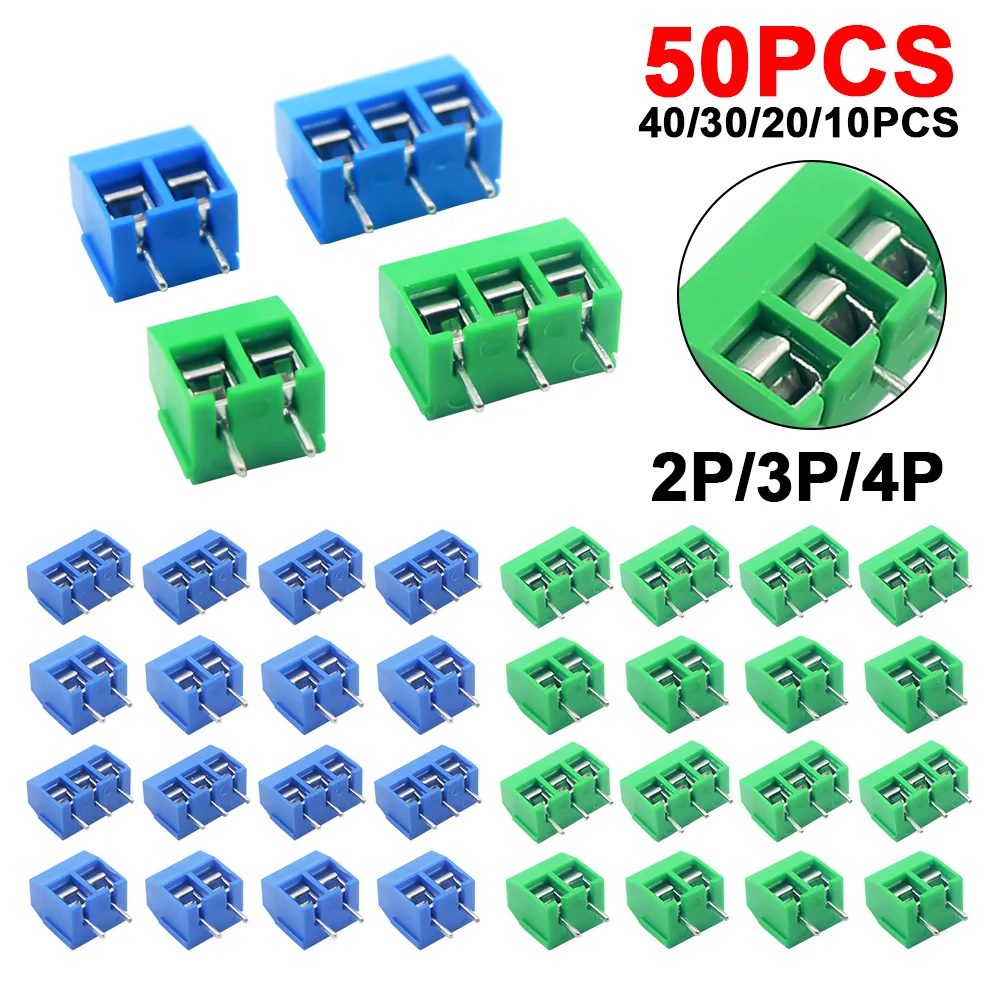 10/50PCS PCB Terminal Block Stecker Pitch 5,0mm KF301 Gerade Pin 2P 3P Schraube PCB terminal Blöcke Stecker Sortiment Kit