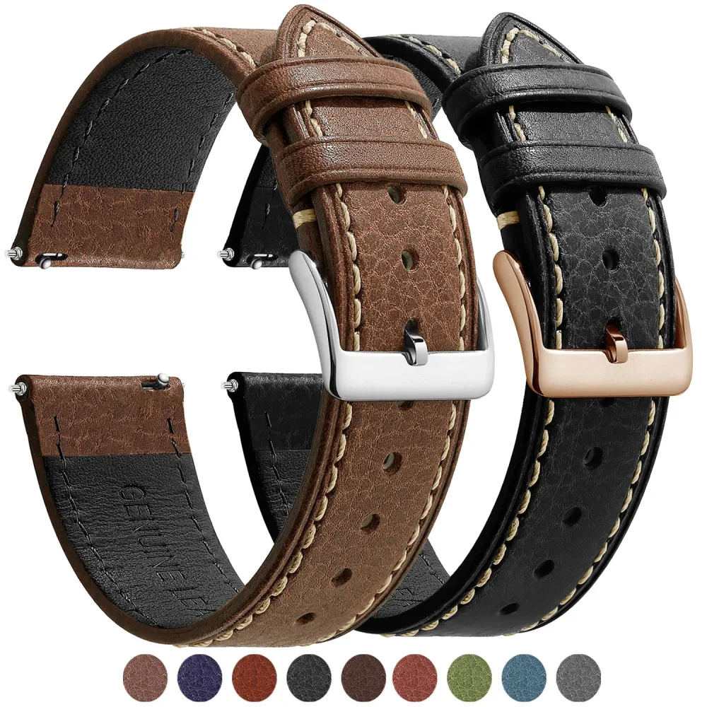 Premium Echtleder-Uhrenarmband Natürlich Pflanzlich Gegerbtes Nappaleder 12/14/16/18/19/20/21/22/24mm Schnellwechsel-Uhrenband