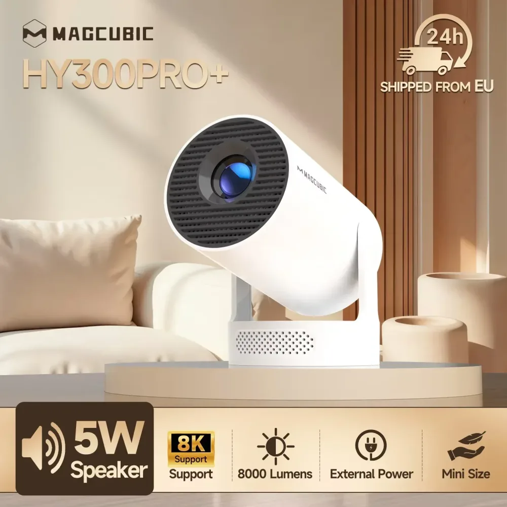 Magcubic HY300 Pro+ 8K Outdoor-Projektor 8000 Lumen Android 14 WiFi 6 BT5.4 Tragbarer 5W HiFi-Lautsprecher 720P HD