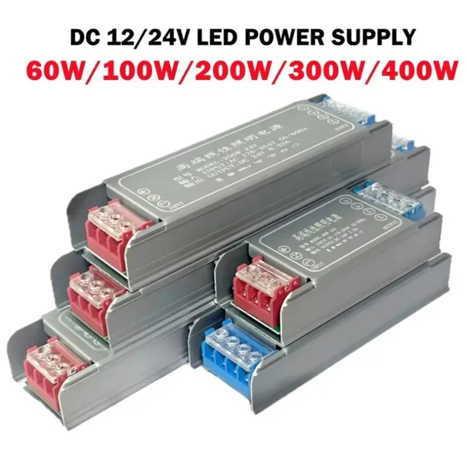 DC 12V 24V Schaltnetzteil AC176-264V LED-Lichttreiber Netzteil 60W 100W 200W 300W 400W Mute-Beleuchtungstransformatoren
