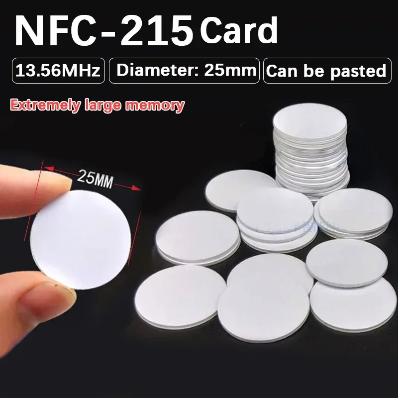 10/50 Stück NFC Ntag215 Coin TAG Key 13,56 MHz NTAG 215 Karte Universal Label Ultralight Tags Etiketten 25 mm