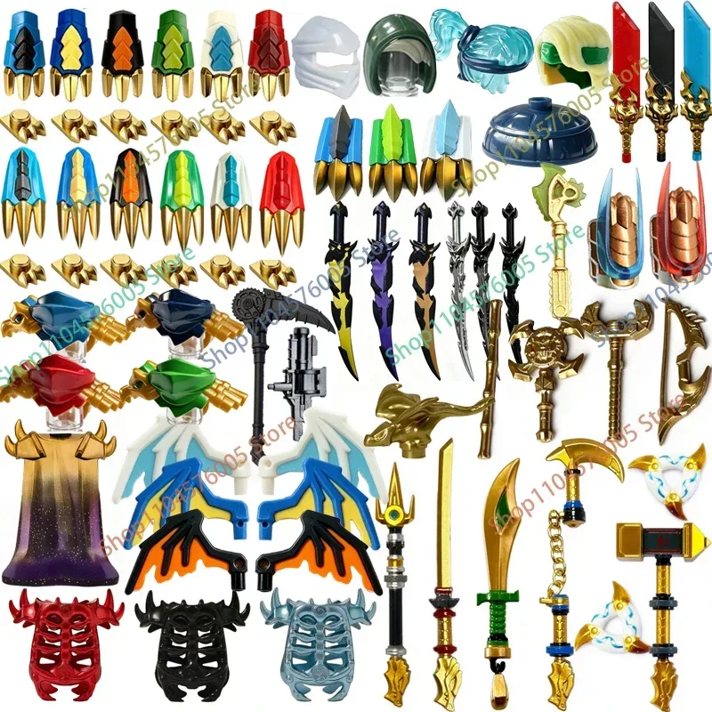 MOC Anime Krieger Zubehör Bausteine Drachenflügel Krallenrüstung Messer Goldumhang Klingenschutz Schulterrüstung Geschenk Baustein T29