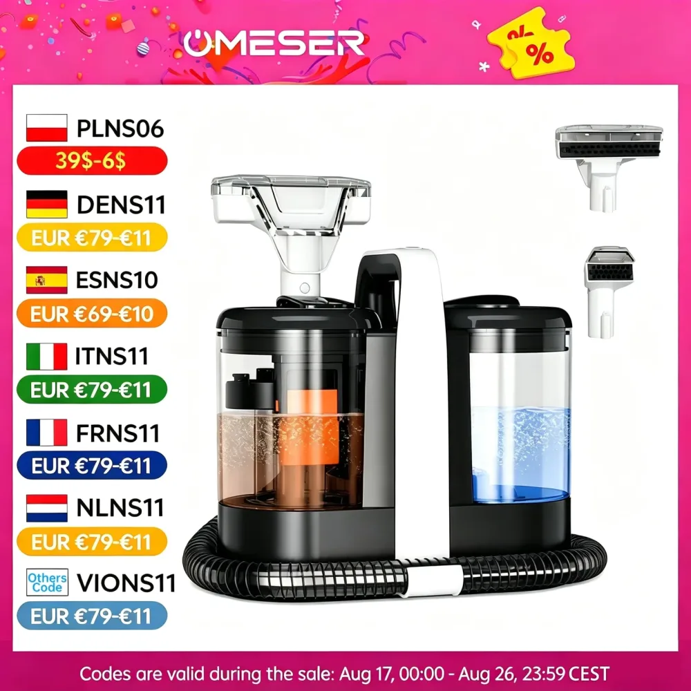 OMESER W07 15KPa Tragbare Teppichreinigermaschine 600W Polsterreiniger Haustier Spezialfleckenreiniger Leistungsstark für Sofa Autositz