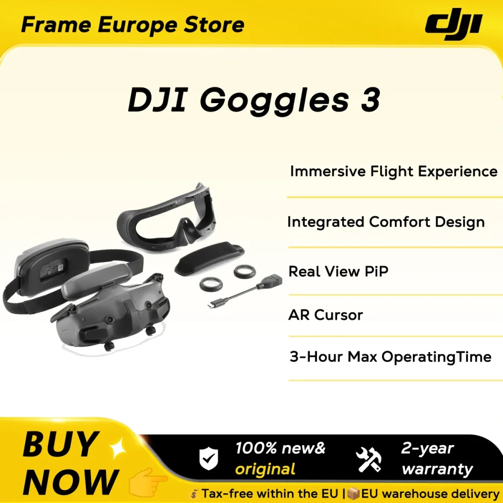 DJI Goggles 3 FPV-Brille mit Micro-OLED-Bildschirmen für Immersives Flugerlebnis, O4 HD-Videoübertragung, Kabellos, DJI Neu Original