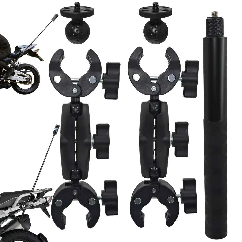 Motorrad-Halterung Verlängerungsstange Selfie-Stick Doppelseitige Super-Klemme für Insta360 X2 X3 X4 X5 Einbeinstativ Lenker Action-Kamera