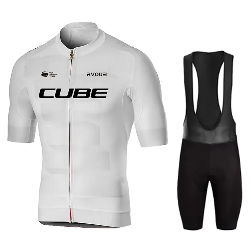 Rvouei Cube Radfahren Jersey Set Fahrrad Kleidung Sommer Kurzarm Shirt Bike Gel Pad Trägerhose Sport Maillot Ropa Ciclismo
