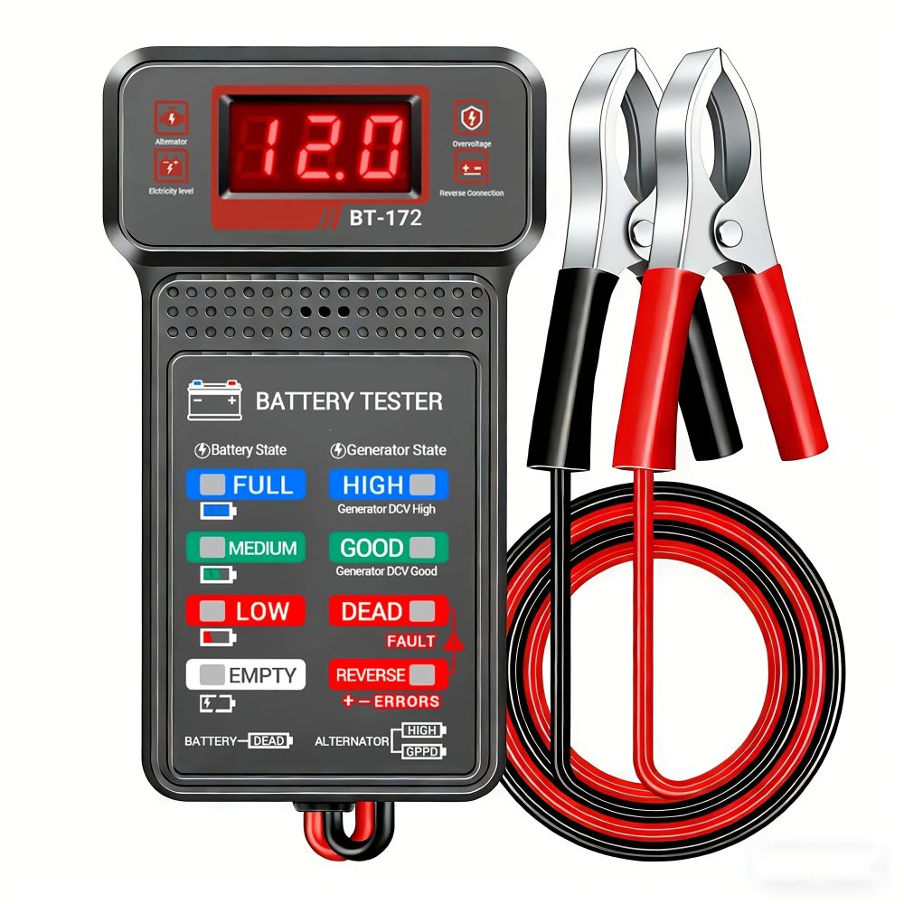 Intelligenter Autobatterietester, geeignet für die Selbstprüfung zu Hause/Reparaturwerkstätten, Ein-Klick-Diagnose von Lebensdauer und Kapazität, schnelle Fehlererkennung, intuitive Datenanzeige,