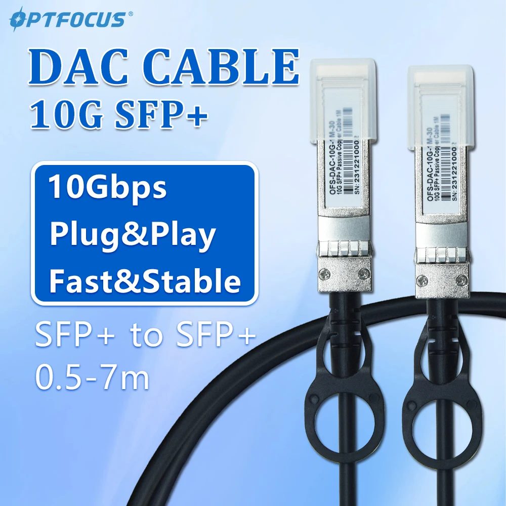 OPTFOCUS 10G SFP+ DAC-Kabel 1m 3m 5m 10Gbps SFP+ Twinax DAC-Kabel Kompatibel mit Cisco MikroTik Intel Switch POE GBIC DAC-Kabel