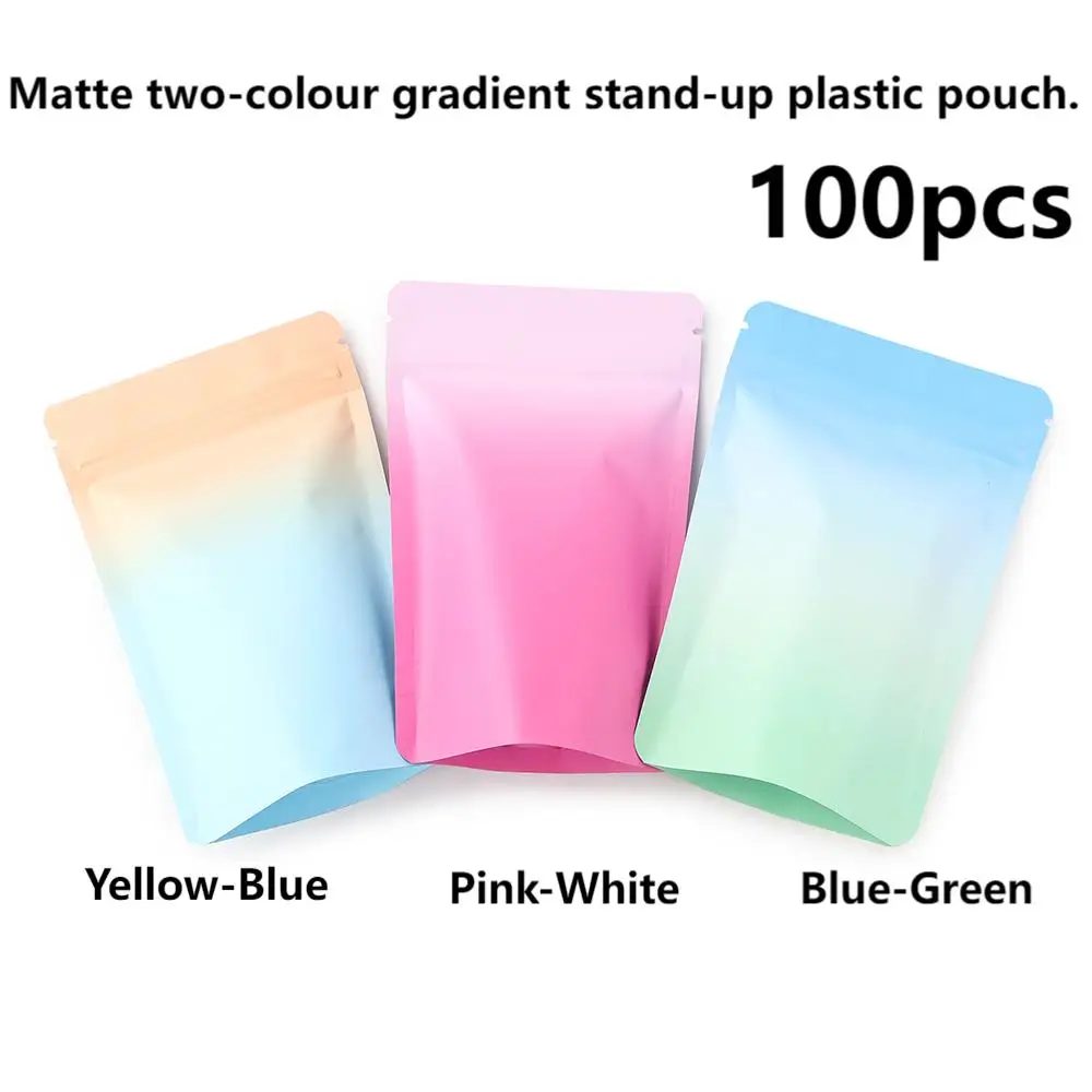 100 % matte Aluminiumfolie mit Farbverlauf, Stand-up-Kunststoffverpackung, selbstdichtende Beutel, Snacks, Kekse, Aufbewahrungsverpackung