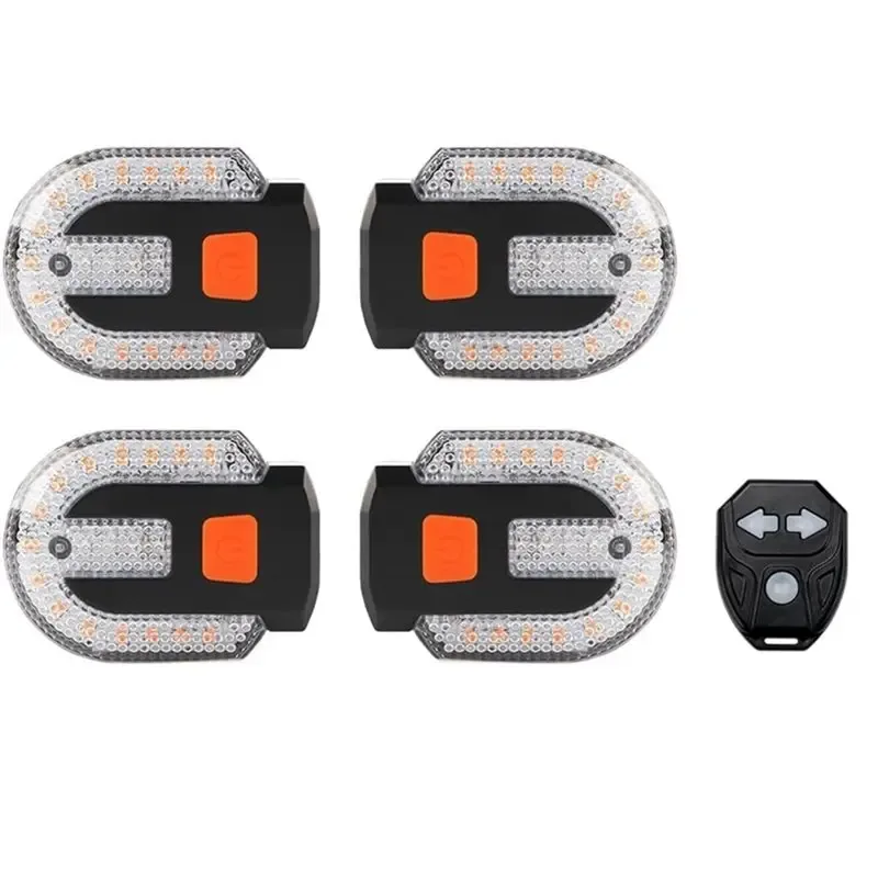 NEUHEIT Auf Lager - Für Fahrräder 4-teilige Blinker mit Integriertem Rücklicht, Fernbedienung, Alarm & Wasserdichte Stroboskop-Rücklichter