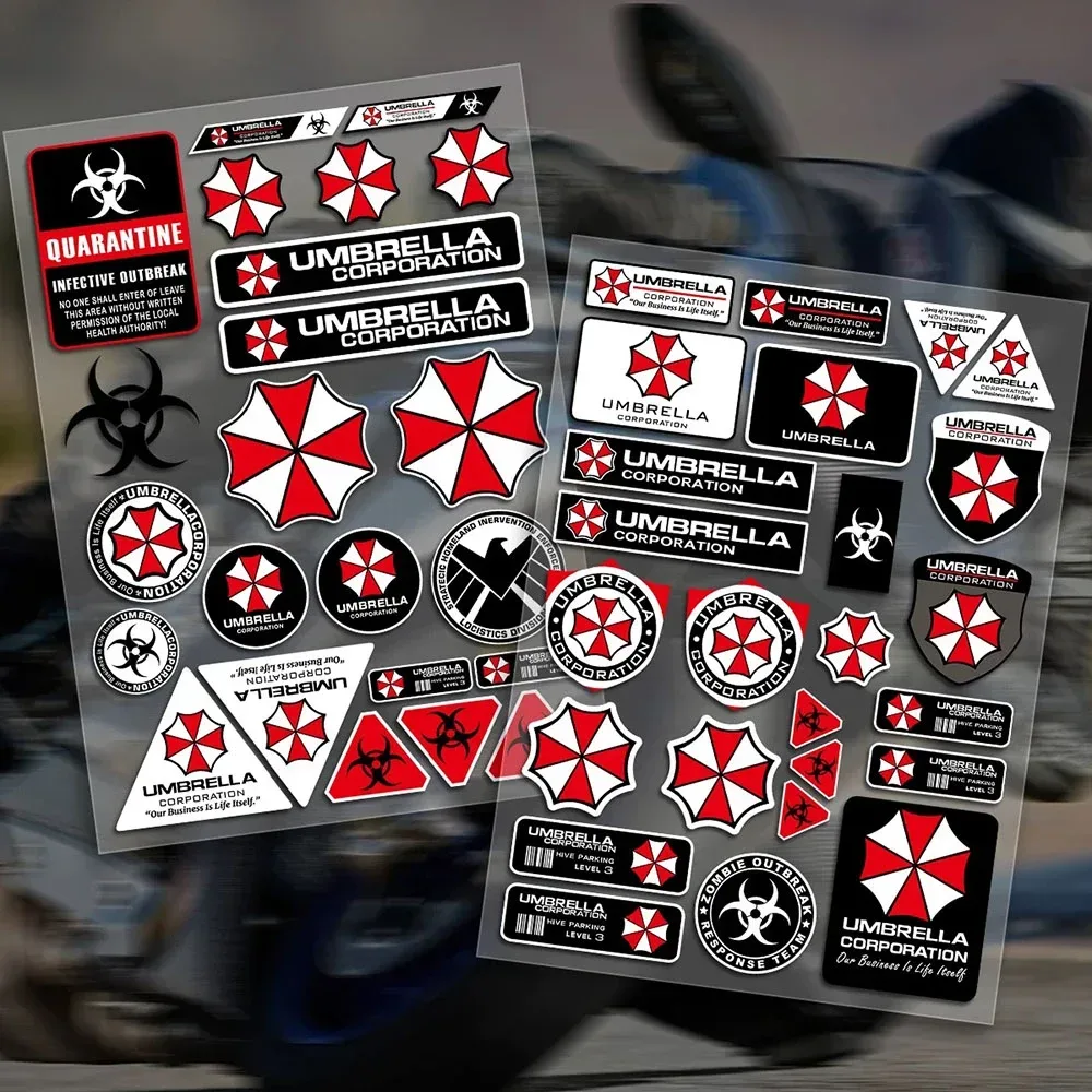 Umbrella Corporation Aufkleber-Set Resident Evil, wasserfeste Vinyl-Aufkleber für Laptop, Wasserflasche, Skateboard, Gepäck, Helm