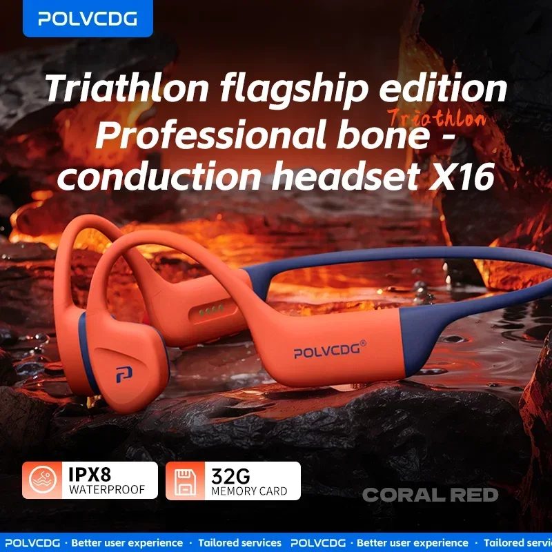 POLVCDG Knochenleitungs-Schwimmkopfhörer IPX8 wasserdicht 32 GB Speicher Bluetooth 5.4 Silikonmaterial 2025 neues Produkt x16