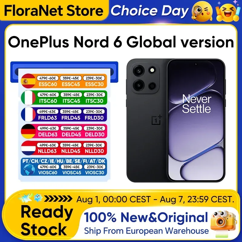 OnePlus Nord 6 5G Smartphone Globale Version Snapdragon 8s Gen 4 165Hz 165FPS 6,78 Zoll AMOLED-Display 7500mAh 80W SUPERVOOC-Ladung 50MP SONY-Hauptkamera mit ?Dual-Axis? OIS