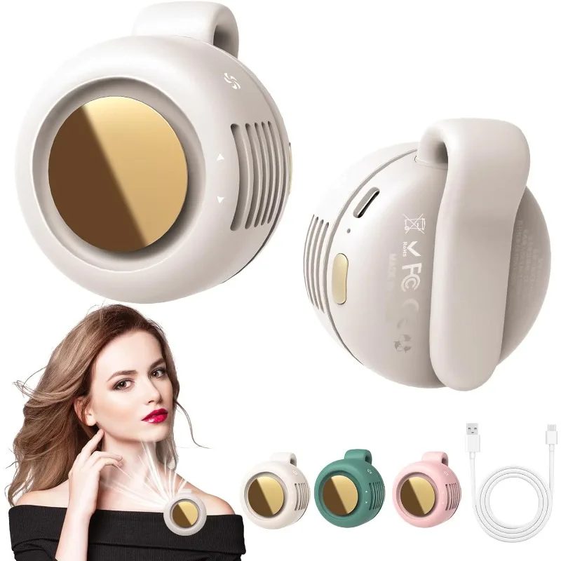 Tragbarer, leiser, elektrischer Mini-Ventilator ohne Flügel, kleiner Ventilator zum Anklippen an Hemd und Taille, Mini-Ventilator ohne Flügel, verstellbar, 3 Geschwindigkeiten, für den Außenbereich,