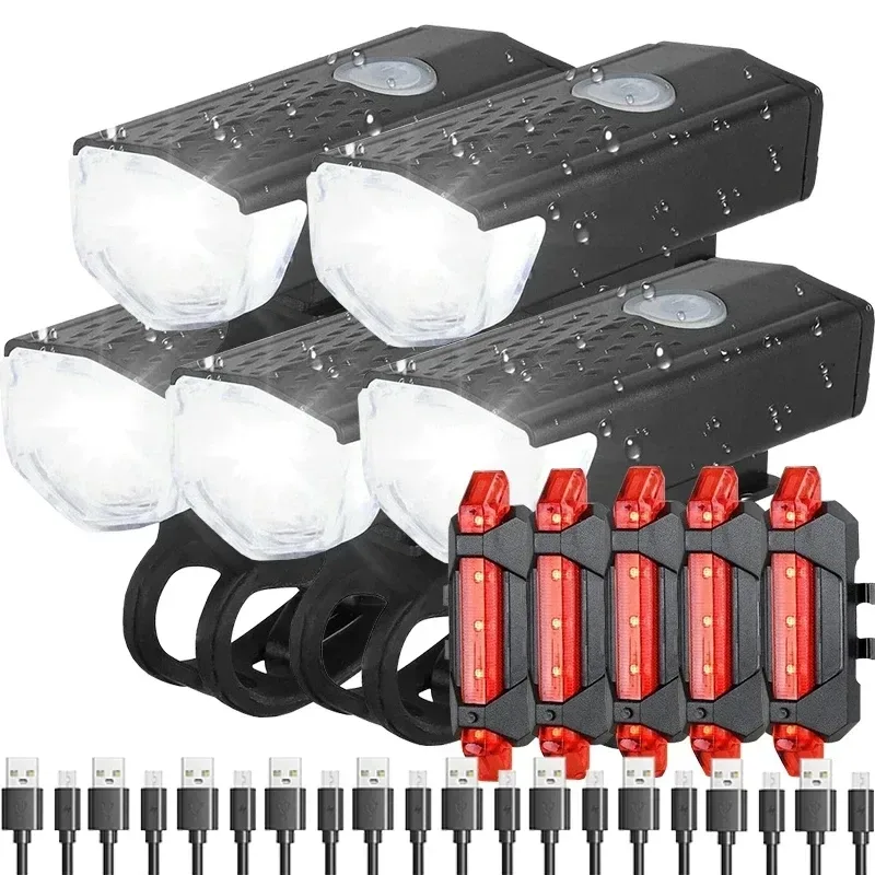 Fahrrad Licht Set Fahrrad Scheinwerfer Rücklicht Wiederaufladbare Vorne und Hinten Set MTB Fahrrad Taschenlampe Radfahren Lampe Fahrrad Zubehör