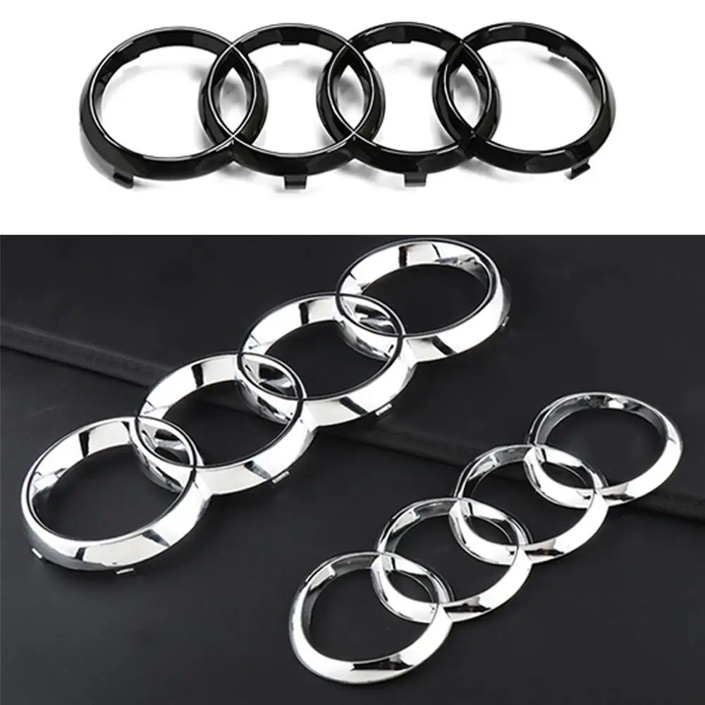 4-Ringe-Logo ABS Chrom Schwarz Auto Frontmotorhaube Emblem Kofferraum-Emblem für Audi A5 A6L A3 A4 A7 Q2 Q3 Q7 Ventilkern