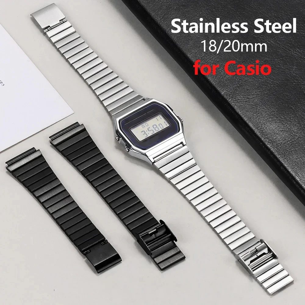 Vintage-Uhrenarmband aus Metall für Casio SGW400 F91W F84 F105/108/A158/168 AE1200/1300, hochwertiges 18-mm-Edelstahl-Armband