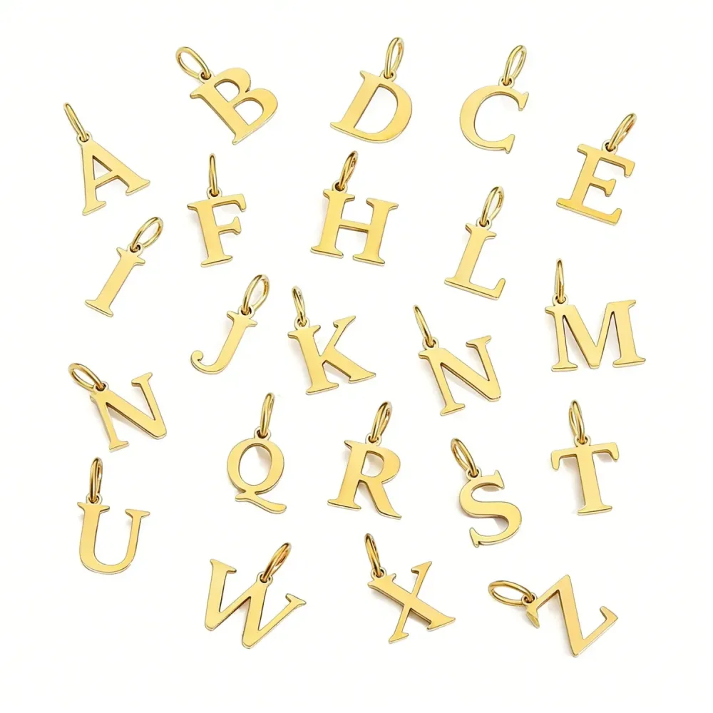 Initial Alphabet Anhänger Edelstahl Charms für die Herstellung von Halskette Minimalismus DIY Zubehör Geschenk Damenschmuck Großhandel