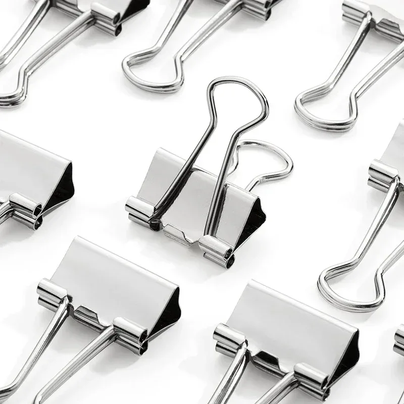 5?30 Stück Binder-Clips, Datei, Metall, Büroklammern, silbrig, Büroklammer, Klemme, 15/19/32/40/50 mm, Schreibwaren-Clip, Büro, Schulbedarf
