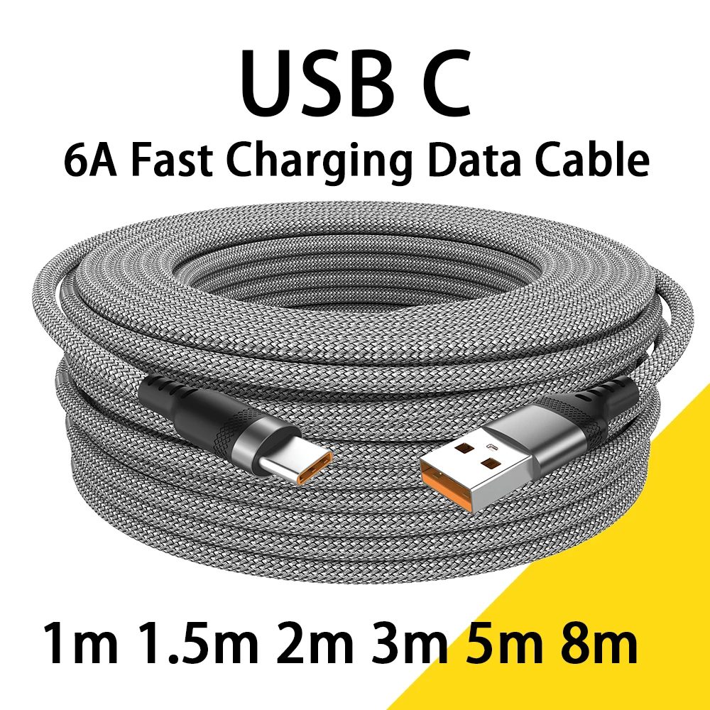 USB Typ C 6A Super-Ladekabel Für Huawei USB C Erweiterte 1m 2m 3m 5m 8-Meter Kabel Für Xiaomi Vivo Leeco OnePlus Oppo