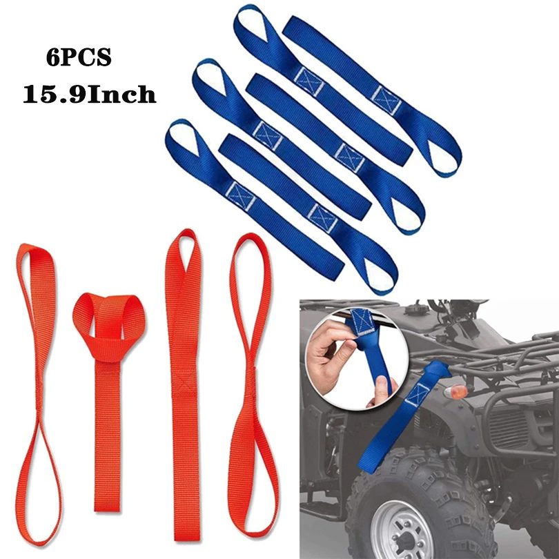 6 Stück 15,9 Zoll/40,5 cm weiche Schlaufen-Zurrgurte zur Sicherung von Fracht, ATV, UTV, Motorrädern, Motorroller, Dirtbikes, Rasen, Gartengeräte