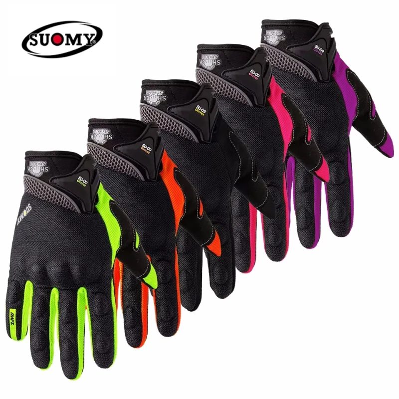SUOMY Atmungsaktive Rennhandschuhe Motorrad Vollfingerhandschuhe Motocross Motorrad Atem Mesh Touchscreen Racing Fahrradhandschuhe