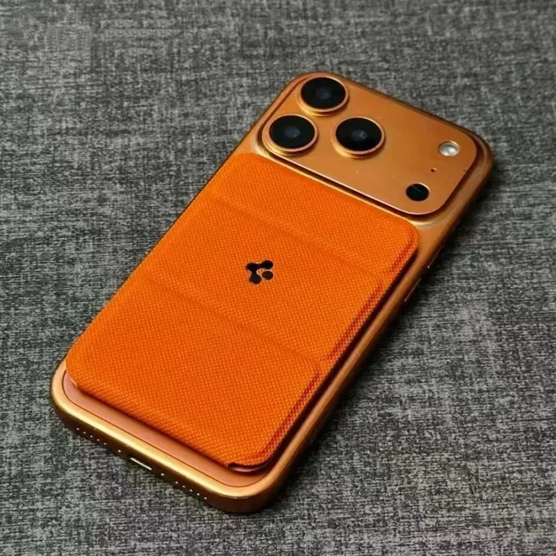 Original Spigen Leder-Faltmagnet-Matte-Wallet-Kartenhalter für MagSafe Kartenhalterung für iPhone 17 16 15 14 13 Pro Max Air