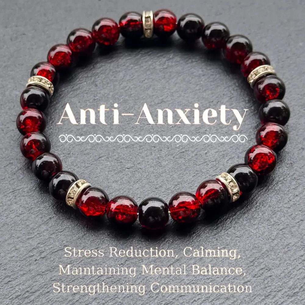 Anti-Angst-Perlenarmband im böhmischen Stil, Stressreduzierung, beruhigend, zur Aufrechterhaltung des mentalen Gleichgewichts, stärkende Kommunikation