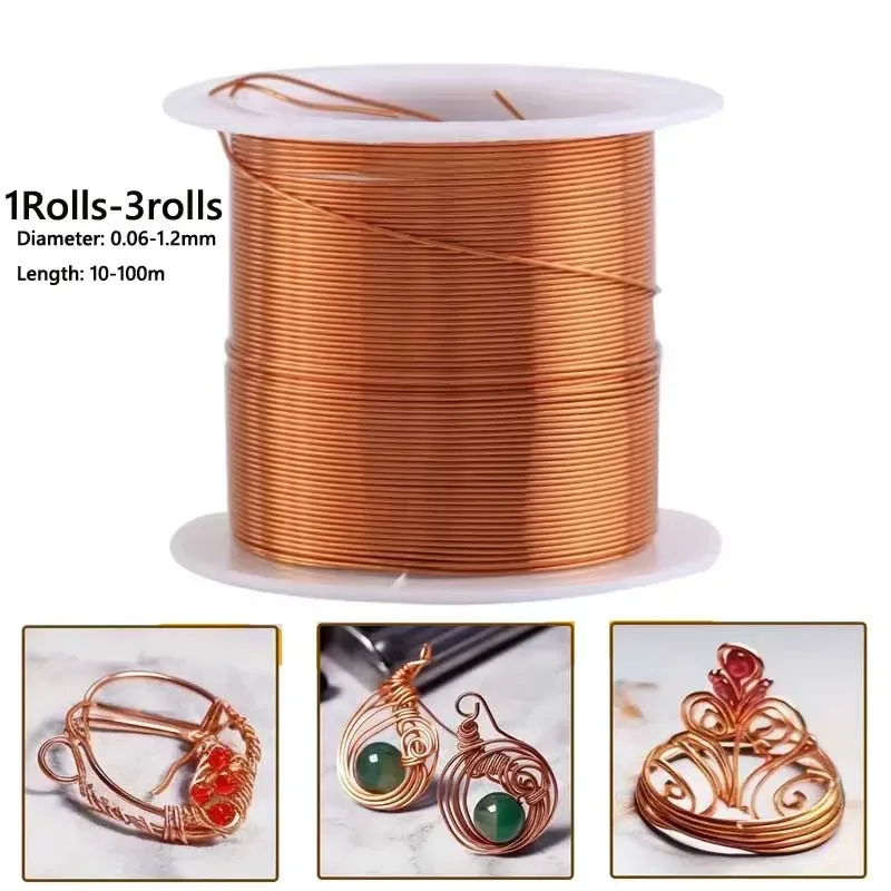 1?3 Rollen weicher Kupferdraht für Elektrokulatur, Gartenarbeit, 0,06?1,2 mm, Schmuckherstellung, Perlen, handgefertigte Schmuckherstellung, DIY-Kunstwerk