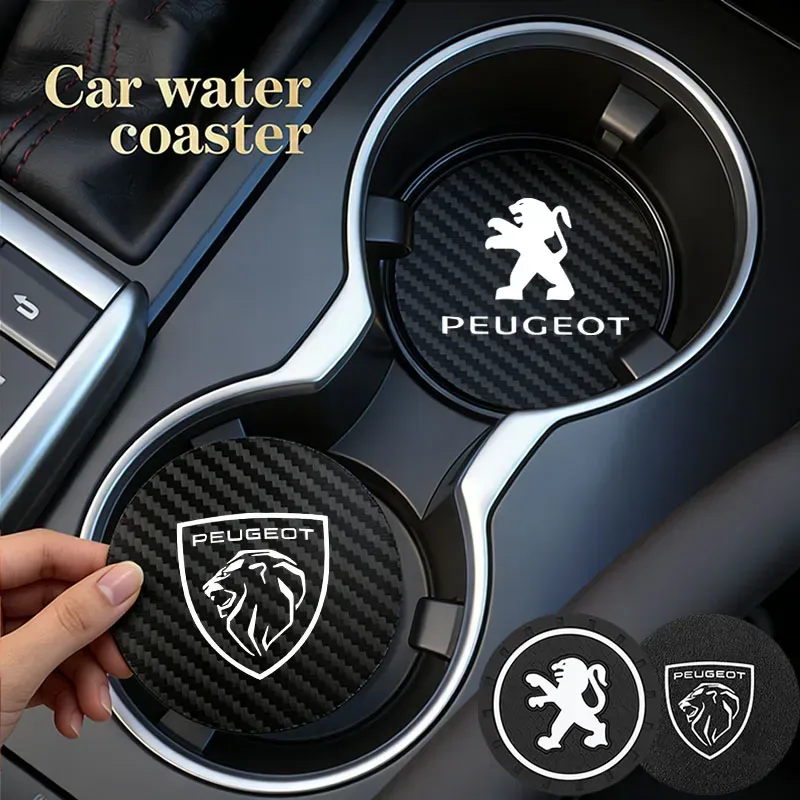2er-Set Auto-Getränkeuntersetzer, rutschfeste Becherhalter-Matten für Peugeot 206 307 308 207 3008 208 407 508 2008 5008 301 406 408 607 4008 107
