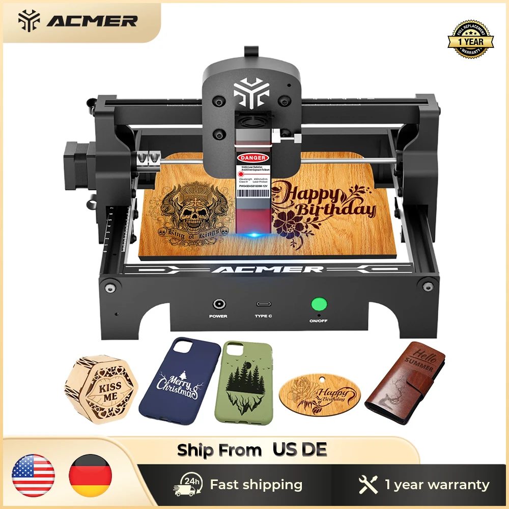 ACMER Mini Tragbarer Lasergraveur Hochpräzise CNC-Schneidewerkzeuge Graviermaschine DIY für Logo Holz Glas Acryl Anfänger