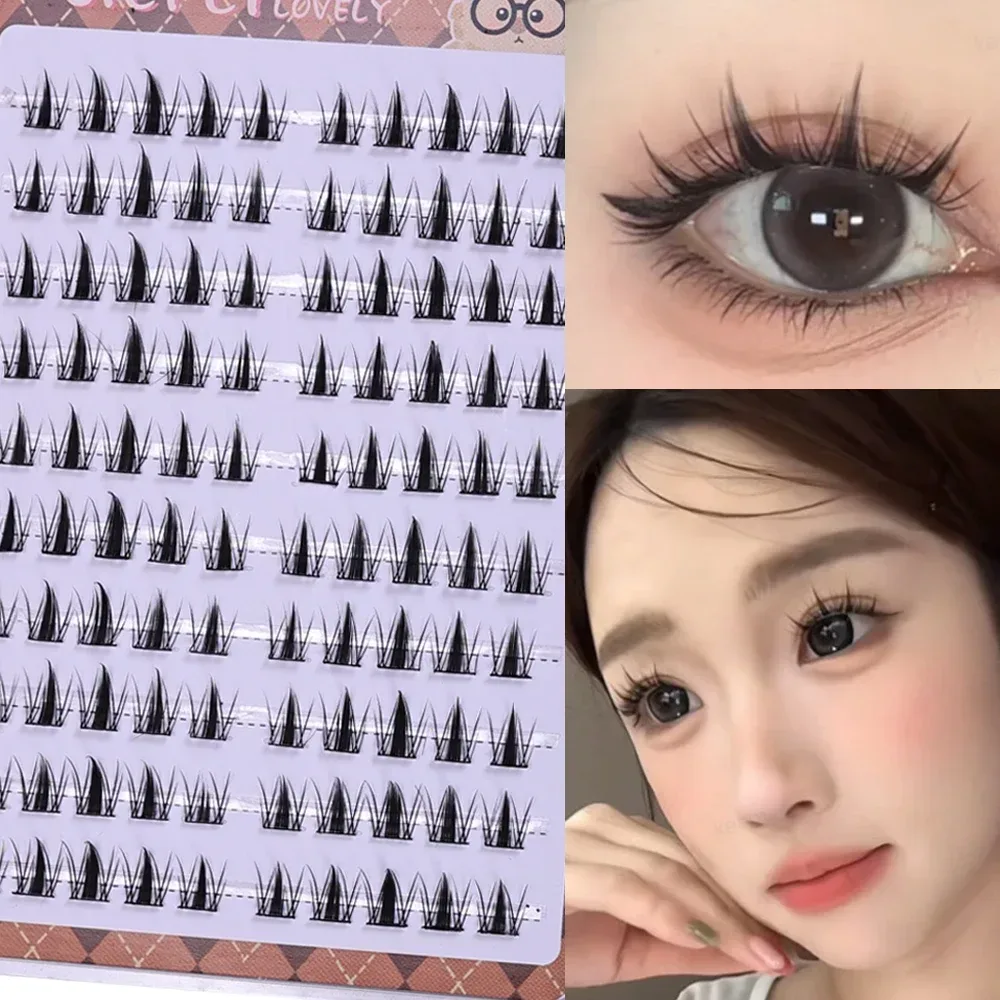 Selbstklebende Cluster-Wimpern zum Selbermachen, 10 Reihen/Karton, kleberfreie, abgeschnittene Wimpern im Manga-Stil, natürlicher Look