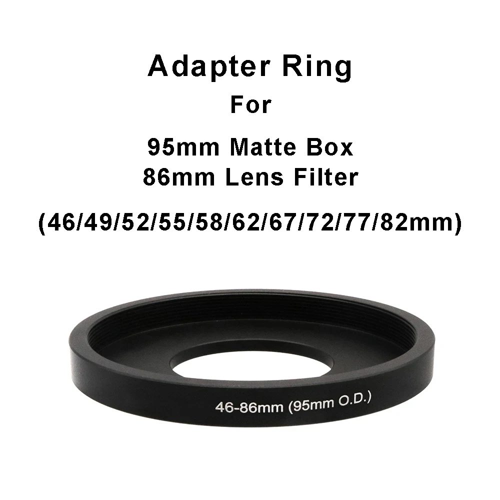 Für 95 mm Matte Box oder 86 mm Filter Matte Box Adapter Objektivfilter Step Up Ring 46/49/52/55/58/62/67/72/77/82 mm-86 mm (95 mm Außendurchmesser)