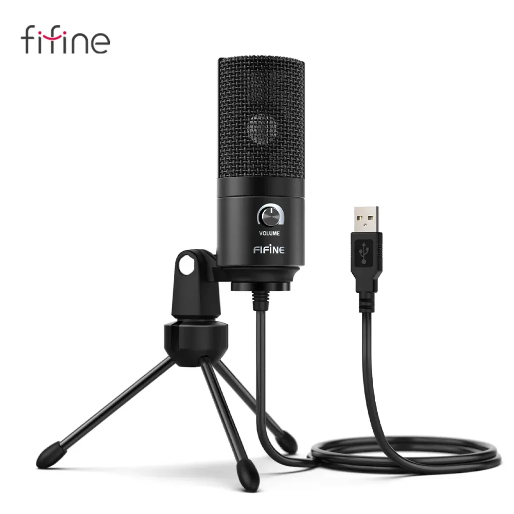 FIFINE USB-Kondensatormikrofon mit Verstärkungsknopf, Metall-Aufnahmemikrofon für Heimstudio, Podcasting, Voice-over, Laptop, Windows -K669