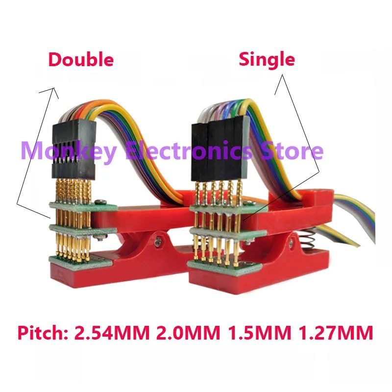 Testständer PCB-Clip Einzel/Doppel 2,54 2,0 1,5 1,27 mm Abstand Klemmvorrichtung Pogo-Pin Download Programm Burn mit Box DuPont
