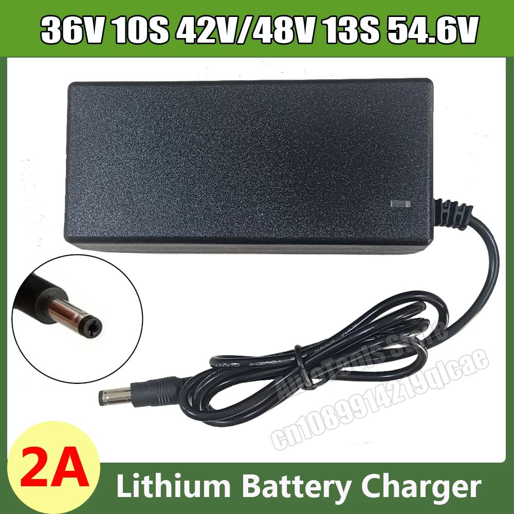 54,6V/42V 2A Ladegerät für 48V 36V Li-Ionen-Akku Ladegerät DC-Steckeradapter Anschlüsse 10S 13S 42V 54,6V Lithium-Batterieladegeräte