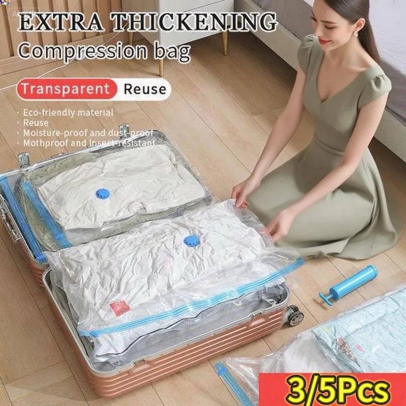 NEUE 3/5PCS Vakuum-Aufbewahrungsbeutel für Kleidung, Bettwäsche, platzsparende Beutel, Aufbewahrung von Vakuum-Dichtungspaket, komprimierte Organizer-Tasche