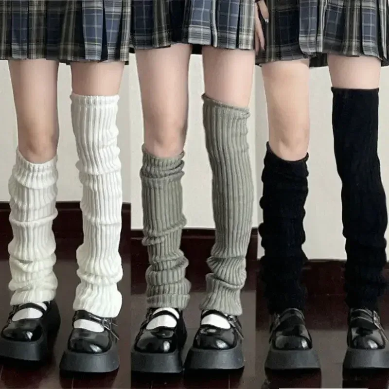 42/52/72 cm Beinwärmer Lolita Socken Y2K Gestrickte Warme Fußabdeckung Weiß Schwarz Wärmer Dame Herbst Winter Häkeln Socke Stiefelmanschetten