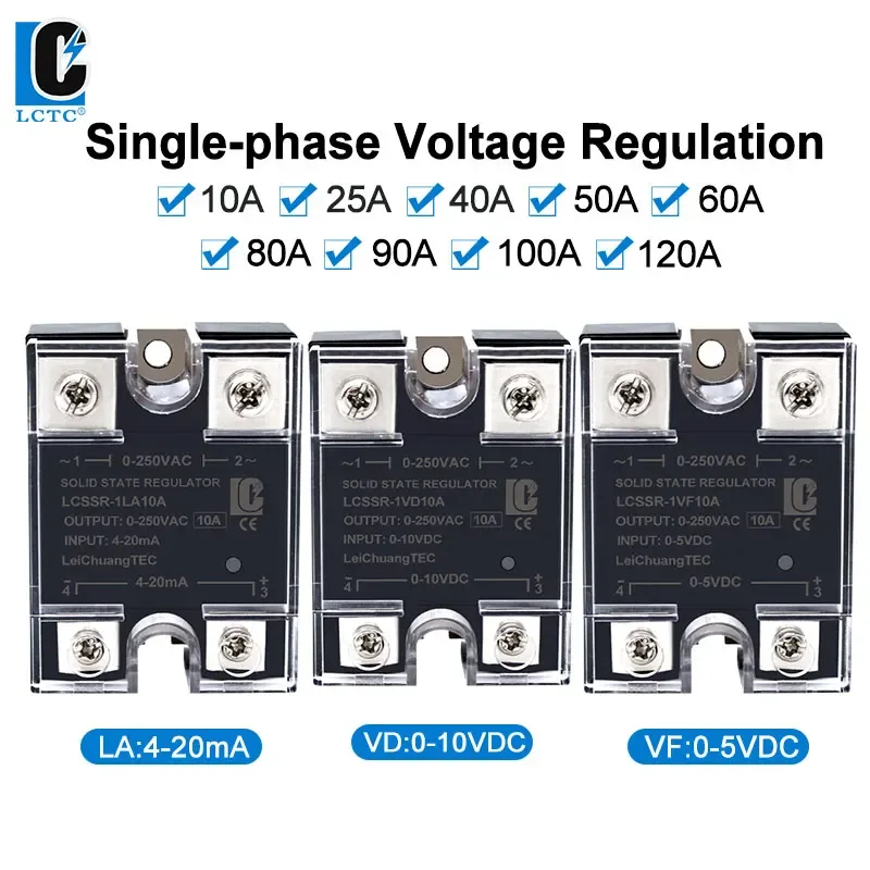 LCTC SSR 0-10V 4-20MA 0-5V Steuerung Solid State Spannungsregler Einphasig 10A 25A 40A 50A 60A 80A 90A 100A 120A VD VF LA