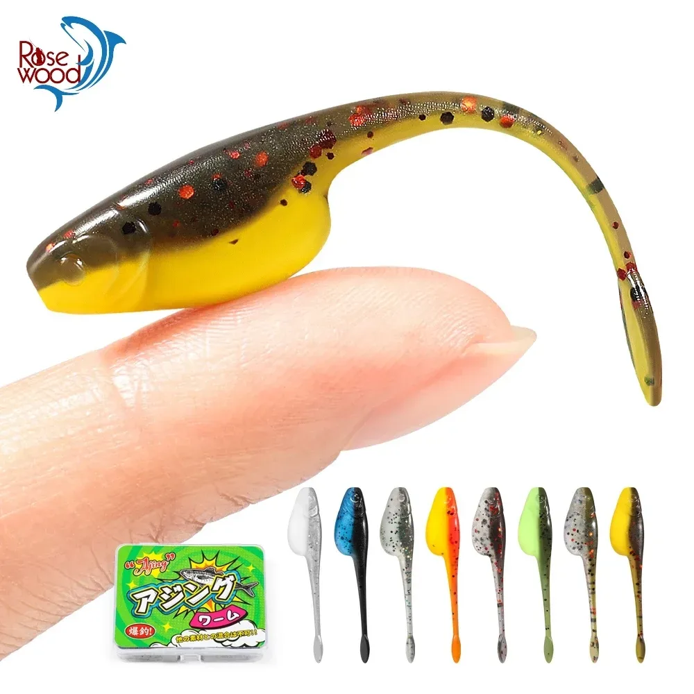 Palisander Crappie Minnow Shad Soft Baits 5 cm Ajing Wurm Angelköder Willow Tail TPR Floating Drop Shot Ocean Rock Angelgerät